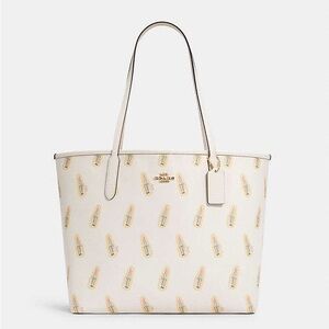 Coach Cream Tote Bag with Lipstick Print